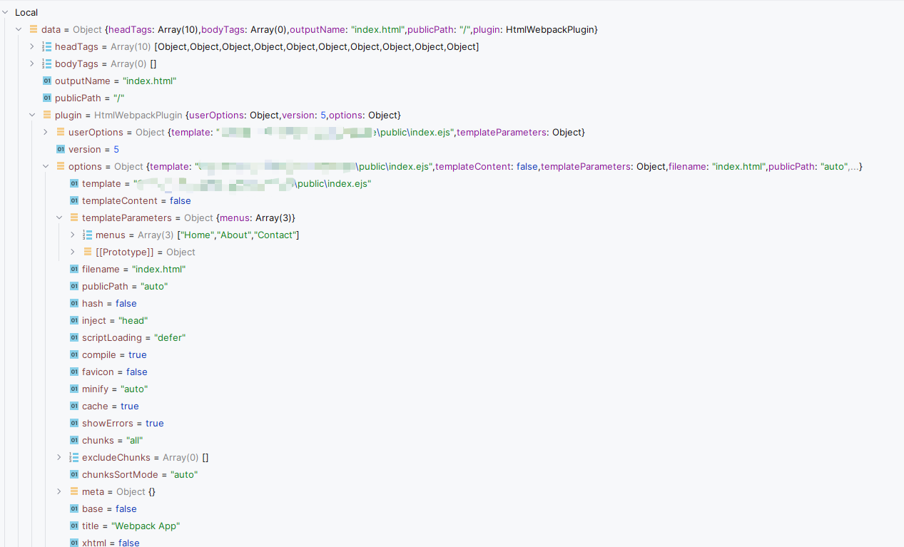 HtmlWebpackPlugin 数据结构